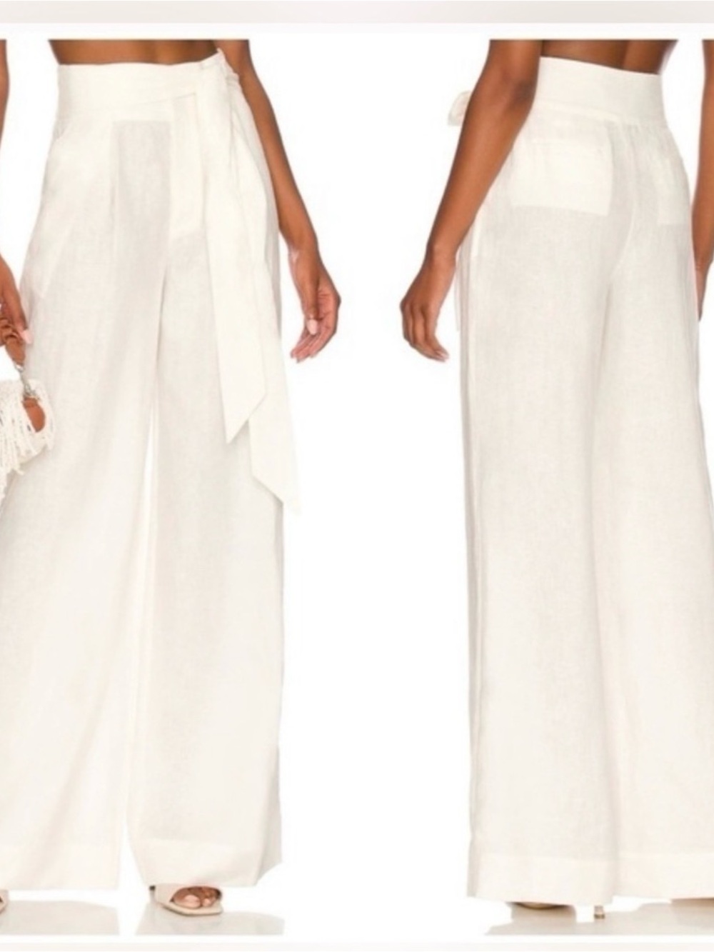 L'Academie Comilly Wide-Leg Pants in Ivory - Picture 2 of 6